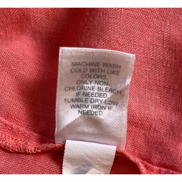 J. Jill Love Linen Women XL Coral Button-Up Shirt Long Sleeve Lightweight Comfy - Picture 5 of 8